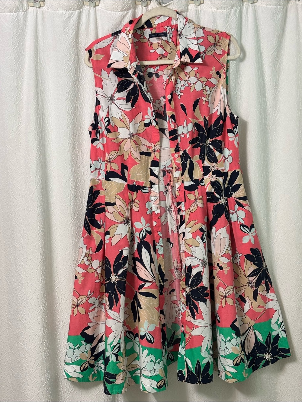 Coral Floral A-Line Skirt